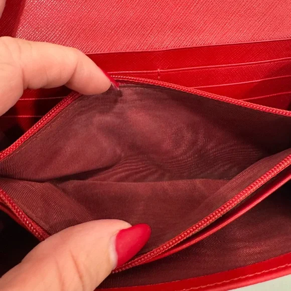 Salvatore Ferragamo crystal embellishment Vibrant Red leather wallet - Picture 8 of 8